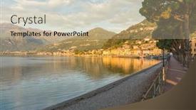  Presentation with dawn - Slide set with lake-como-at-dawn-view background and a soft green colored foreground