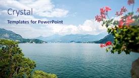  Presentation with direction - Presentation featuring lake-como-in-italy-view background and a sky blue colored foreground