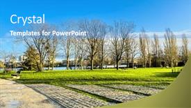  Presentation with paris - PPT theme with lake-creteil-is-an-artificial background and a teal colored foreground