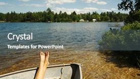  Presentation with lake dock - Theme consisting of lake dock scene on a summer day background and a gray colored foreground