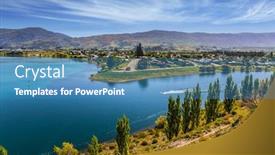  Presentation with boat tourism - Colorful slide deck enhanced with lake-dunstan-near-the-town backdrop and a teal colored foreground