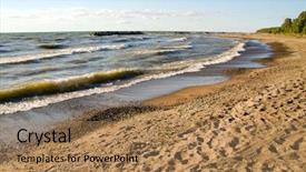  Presentation with lake - Slide set with lake erie beach background and a coral colored foreground