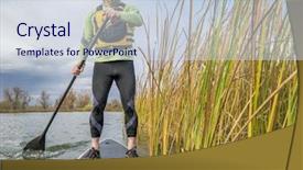  Presentation with fall lake - Presentation theme enhanced with lake fall scenery with cattail background and a  colored foreground