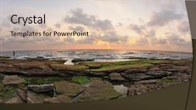  Presentation with lake fish - PPT theme consisting of lake fish - mediterranean sea at low tide background and a lemonade colored foreground