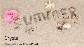  Presentation with stones - Presentation theme with lake flower - sea stones in the sand background and a lemonade colored foreground