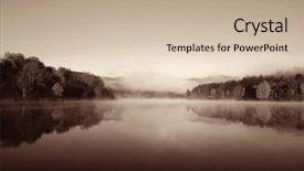  Presentation with fog - PPT layouts enhanced with lake fog with autumn foliage background and a soft green colored foreground