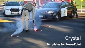  Presentation with police fire - Presentation consisting of lake-forest-ca-usa-october background and a ocean colored foreground