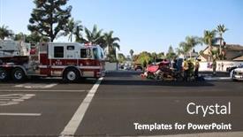  Presentation with police fire - Slide deck consisting of lake-forest-ca-usa-october background and a dark gray colored foreground