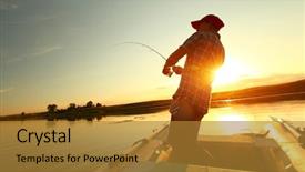  Presentation with fishing boat - Audience pleasing PPT layouts consisting of lake from the boat backdrop and a gold colored foreground