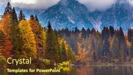  Presentation with mountain water - PPT layouts featuring lake-fuzine-grand-mountain-range background and a tawny brown colored foreground