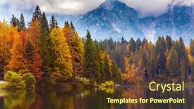  Presentation with mountain lake - PPT theme having lake-fuzine-grand-mountain-range background and a tawny brown colored foreground