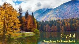  Presentation with mountain water - Beautiful theme featuring lake-fuzine-the-imposing-dolomites backdrop and a tawny brown colored foreground