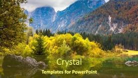  Presentation with green lake - Beautiful PPT layouts featuring lake-fuzine-yellow-trees backdrop and a tawny brown colored foreground