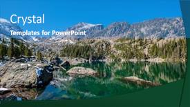  Presentation with mountain snow - Colorful presentation enhanced with lake-haiyaha-with-rocks backdrop and a teal colored foreground