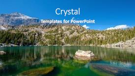  Presentation with mountain snow - PPT theme featuring lake-haiyaha-with-rocks background and a teal colored foreground