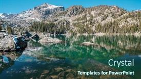  Presentation with mountain snow - Cool new PPT layouts with lake-haiyaha-with-rocks backdrop and a ocean colored foreground