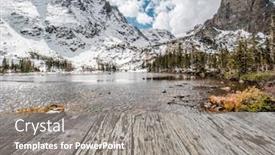 Presentation with mountain snow - PPT theme enhanced with lake helene with rocks and mountains in snow around at autumn with cloudy sky rocky mountain national park in colorado usa background and a gray colored foreground