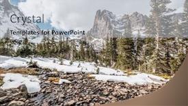  Presentation with mountain snow - Presentation consisting of lake helene with rocks and mountains in snow around at autumn with cloudy sky rocky mountain national park in colorado usa background and a lemonade colored foreground