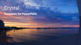  Presentation with sun - Amazing presentation design having lake-huron-in-sun-set backdrop and a teal colored foreground