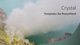  Presentation with volcano - Slides having lake-in-a-crater background and a light gray colored foreground