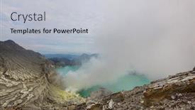  Presentation with volcano - Amazing slide deck having lake-in-a-crater backdrop and a light gray colored foreground