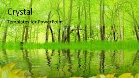  Presentation with green lake - Colorful presentation theme enhanced with lake in green hardwood forest backdrop and a yellow colored foreground