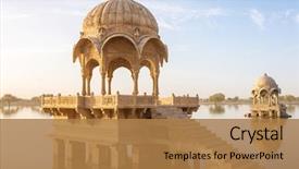  Presentation with lake - Cool new presentation theme with lake in jaisalmer rajasthan india backdrop and a coral colored foreground