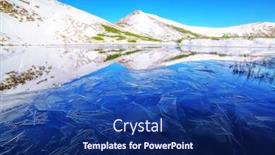  Presentation with mountain lake - PPT layouts with lake-in-mountain-on-spring background and a navy blue colored foreground