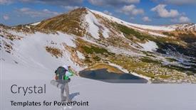  Presentation with mountain lake - Audience pleasing presentation consisting of lake-in-mountain-on-spring backdrop and a light gray colored foreground