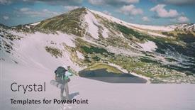  Presentation with mountain lake - Colorful presentation theme enhanced with lake-in-mountain-on-spring backdrop and a light gray colored foreground