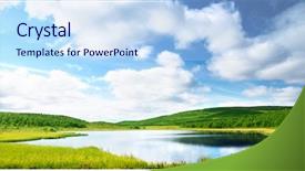  Presentation with mountain lake - PPT theme featuring lake in north mountain background and a light blue colored foreground