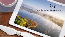  Presentation with fall morning - Colorful slide set enhanced with lake in northern colorado early backdrop and a light blue colored foreground