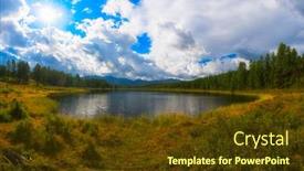  Presentation with siberia - PPT theme with lake-in-the-altai-mountains background and a tawny brown colored foreground