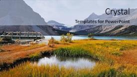  Presentation with mountain water - Slide set with lake in the rocky mountain background and a light blue colored foreground