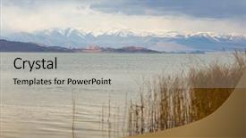  Presentation with mongolia - Slide set consisting of lake in western mongolia background and a light gray colored foreground