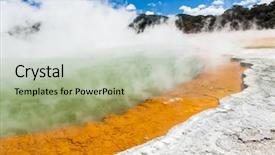  Presentation with water springs - Beautiful PPT theme featuring lake is the largest hot backdrop and a mint green colored foreground