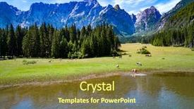  Presentation with green lake - PPT layouts featuring lake lago di fusine superior background and a tawny brown colored foreground