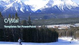  Presentation with skiing - Audience pleasing PPT theme consisting of lake louise - downhill skiing in canadian rocky backdrop and a  colored foreground
