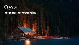  Presentation with house boat - Theme featuring lake-louise-boat-house background and a black colored foreground