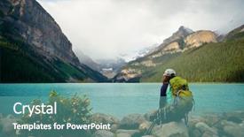  Presentation with banff national park - PPT theme with lake louise in banff background and a seafoam green colored foreground