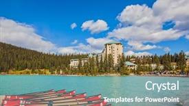  Presentation with lake - PPT theme consisting of lake louise on a beautiful background and a seafoam green colored foreground