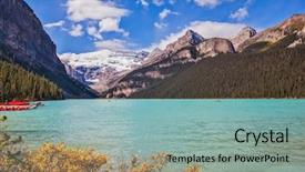  Presentation with lake - Theme with lake louise on a beautiful background and a light blue colored foreground