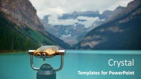  Presentation with banff national park - Cool new PPT theme with lake-louise-with-binocular backdrop and a teal colored foreground