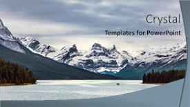  Presentation with fall mountains - PPT theme featuring lake-maligne-in-the-snow background and a light blue colored foreground