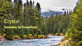  Presentation with fall mountains - PPT theme consisting of lake-maligne-in-the-snow background and a  colored foreground