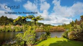  Presentation with new zealand - Colorful presentation design enhanced with lake-mangamahoe-taranaki-region-north backdrop and a teal colored foreground