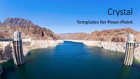  Presentation with dam - PPT theme consisting of lake mead behind hoover dam background and a teal colored foreground