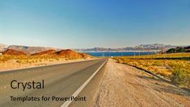 Presentation with united states geography - Audience pleasing presentation consisting of lake mead near hoover dam backdrop and a coral colored foreground