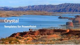 Presentation with nevada desert - Colorful presentation design enhanced with nevada desert - lake mead panorama backdrop and a teal colored foreground