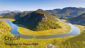  Presentation with river flowing - Presentation design with lake montenegro europe beauty world background and a gold colored foreground